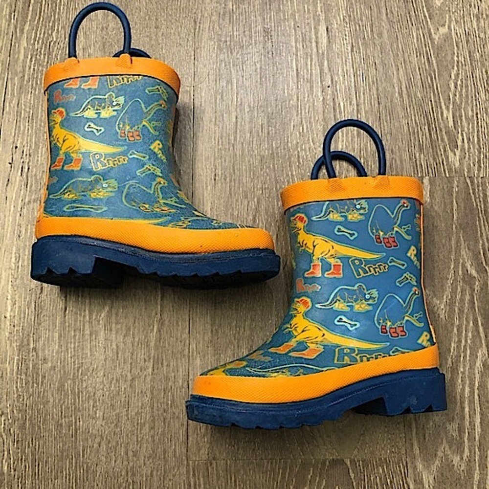 Lily & Dan Boys Dinosaur Rain Boots Size‎ 5-6